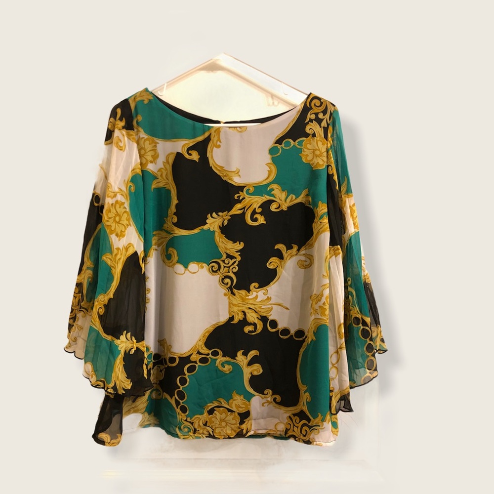 Alyx Women Blouse lightweight multicolor bell sleeves size L